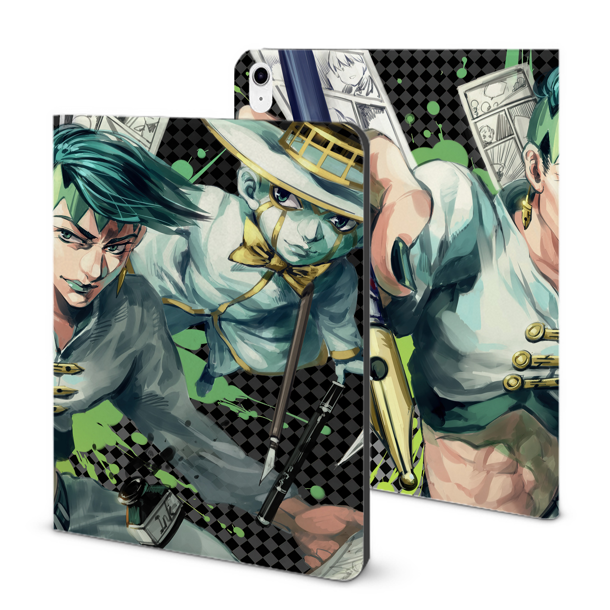 （画像用） ジョジョの奇妙な冒険 JoJo's Bizarre Adventure IPad ケース ブック型 PUレザー TPU 耐衝撃 軽量 薄型 ペン収納なし 全面保護 IPad 各モデル対応